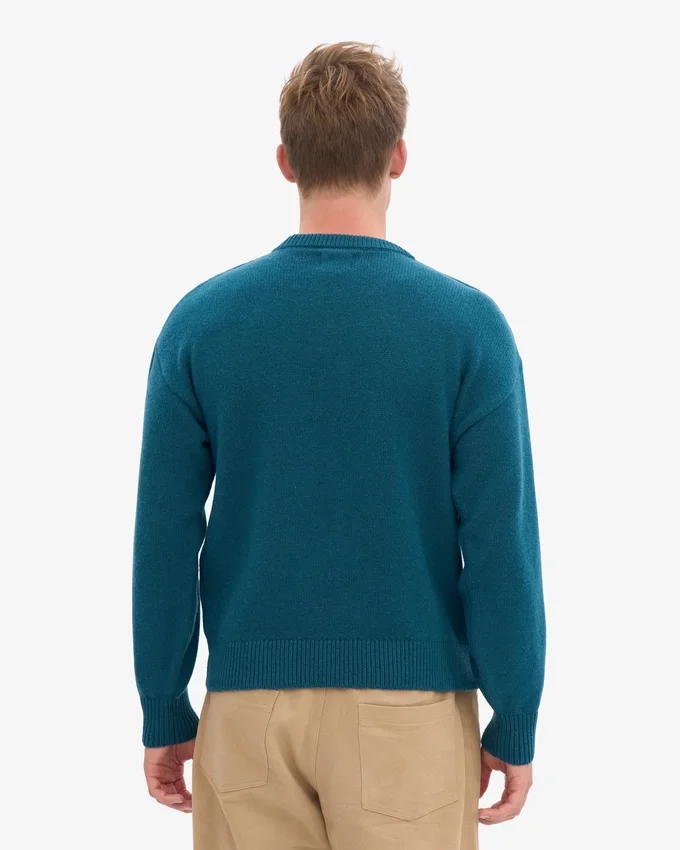 Pull oversize en laine mérinos - Vert océan