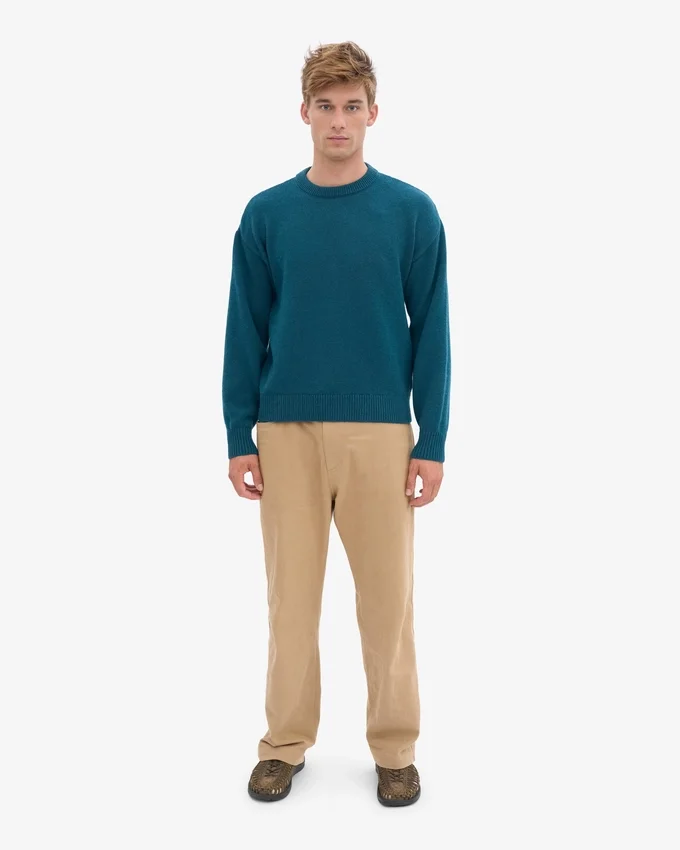 Pull oversize en laine mérinos - Vert océan
