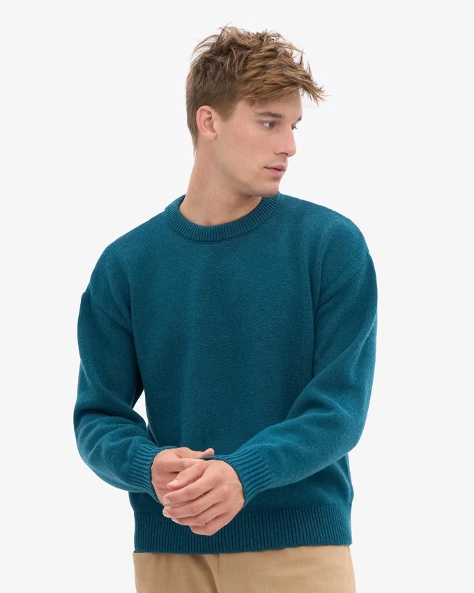 Pull oversize en laine mérinos - Vert océan