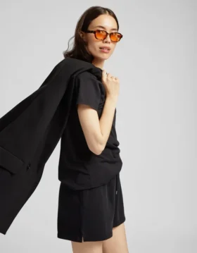 Short de survêtement bio pour femme – Noir intense