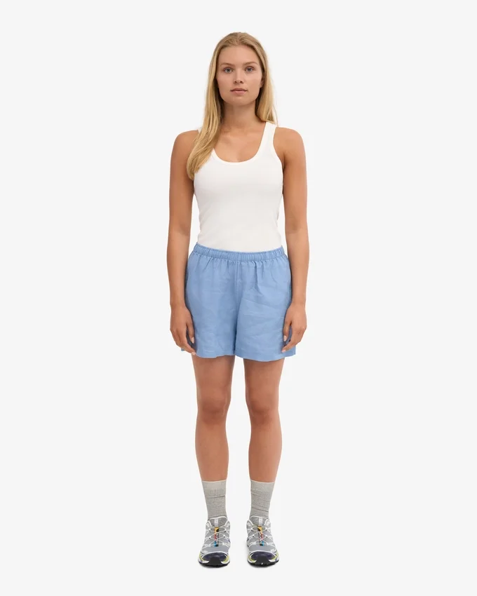 Shorts en lin - Bleu bord de mer