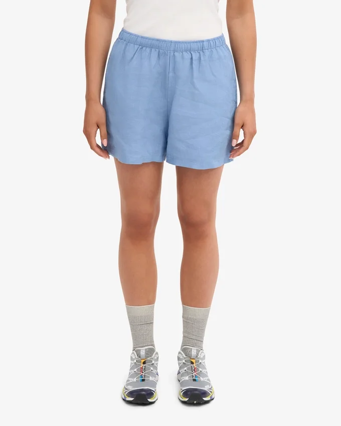 Shorts en lin - Bleu bord de mer