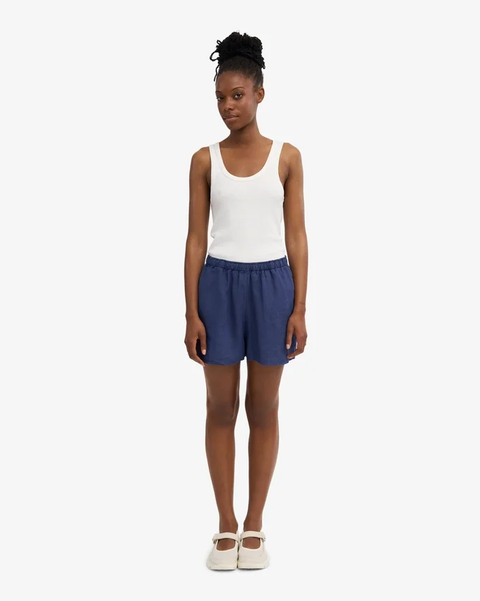 Shorts en lin - Bleu marine