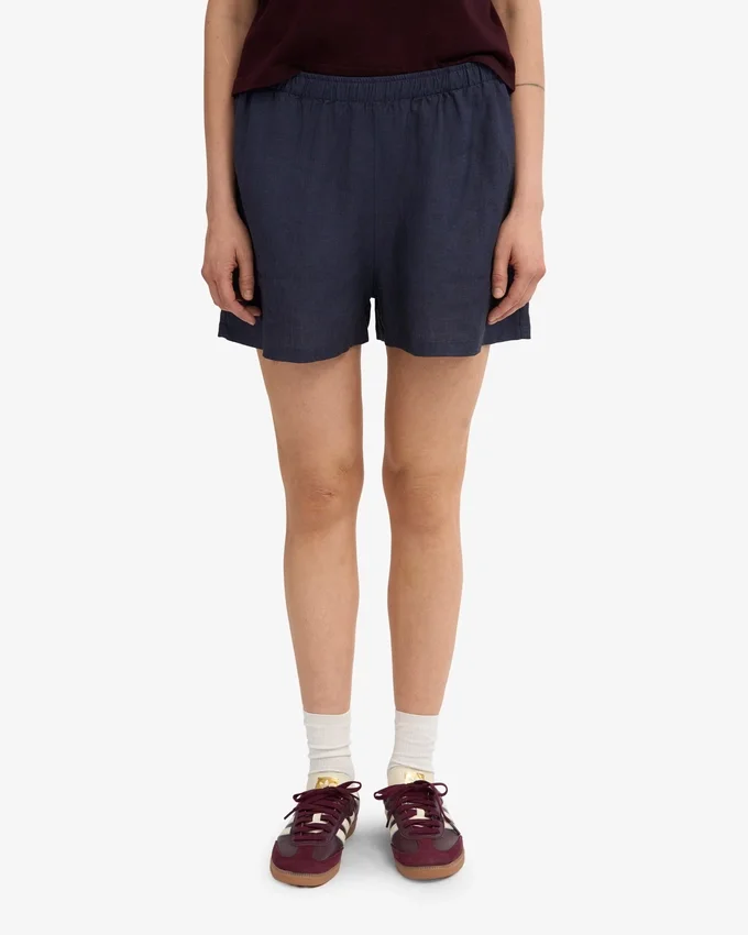 Shorts en lin - Bleu pétrole