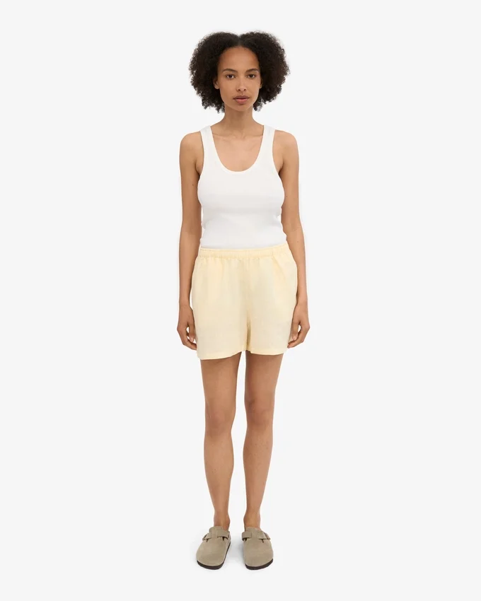 Shorts en lin - Jaune pâle