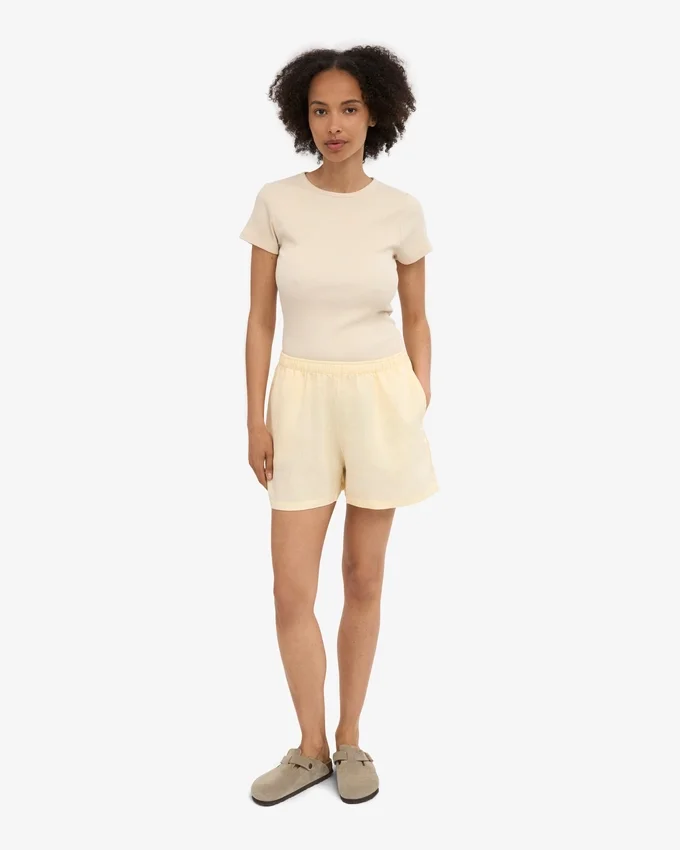 Shorts en lin - Jaune pâle