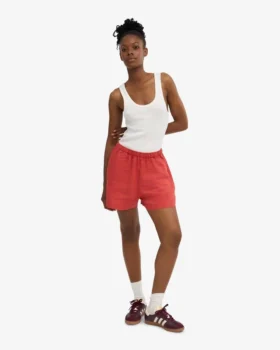 Shorts en lin – Rouge mandarine