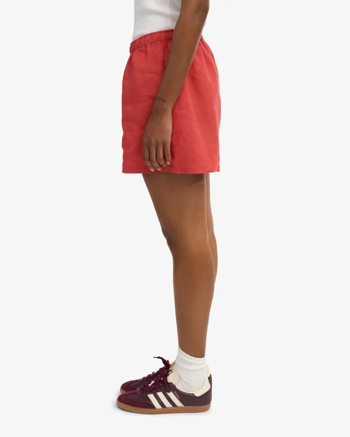 Shorts en lin - Rouge mandarine