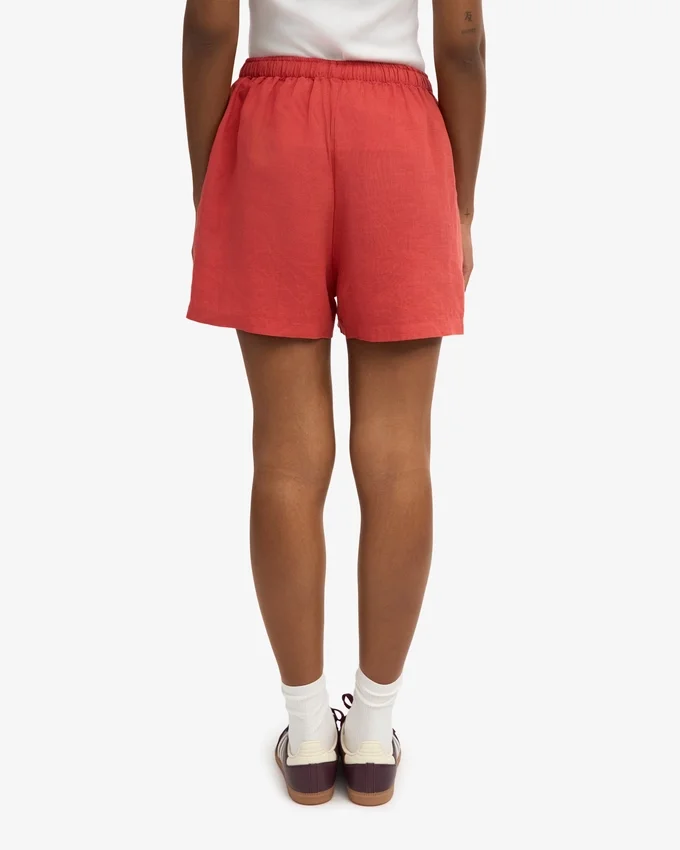 Shorts en lin - Rouge mandarine
