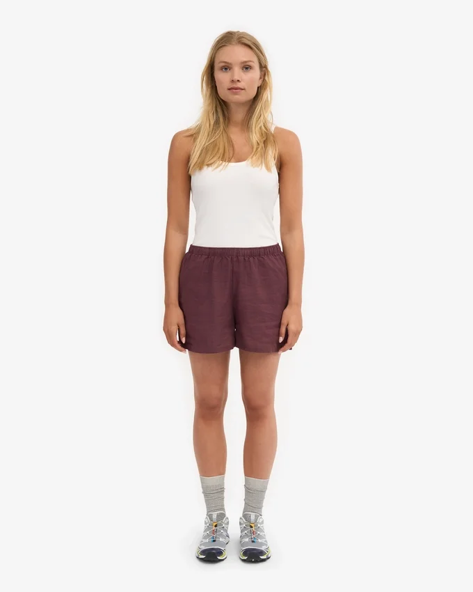 Shorts en lin - Rouge sang de bœuf