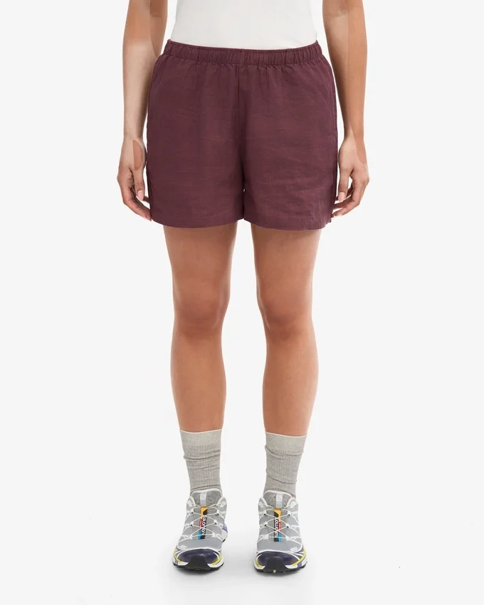 Shorts en lin - Rouge sang de bœuf
