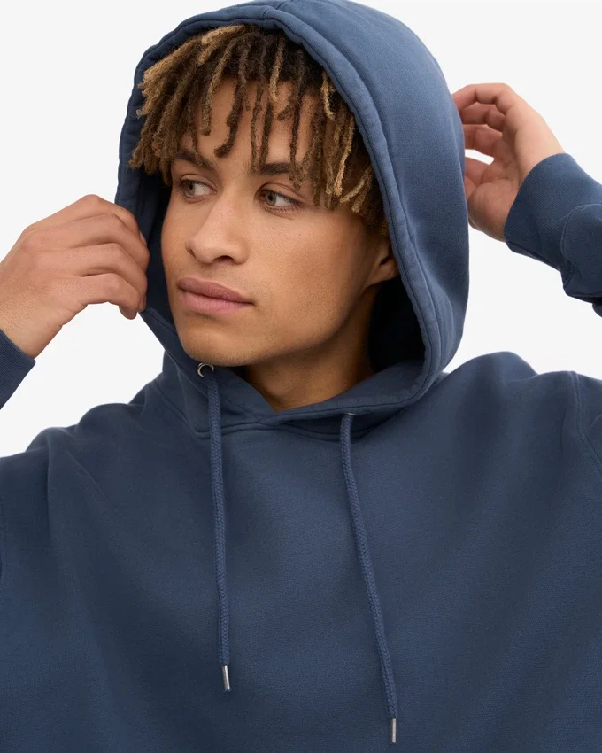 Sweat à capuche Classic Organic en coton bio - Bleu pétrole