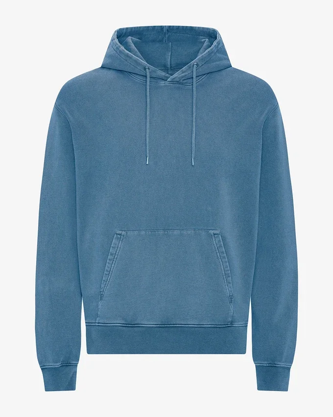 Sweat à capuche Classic Organic en coton bio - Indigo délavé