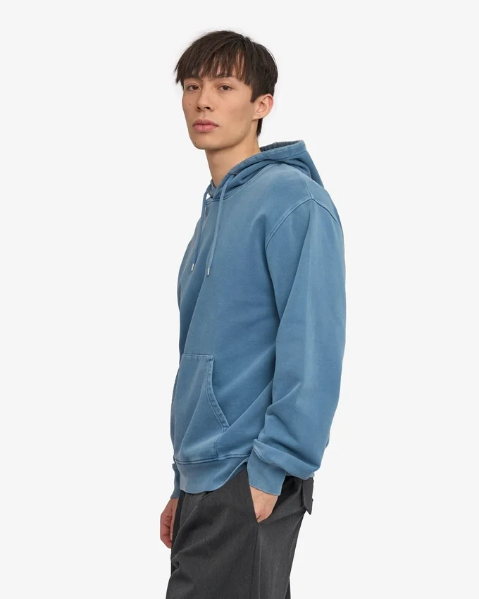 Sweat à capuche Classic Organic en coton bio - Indigo délavé