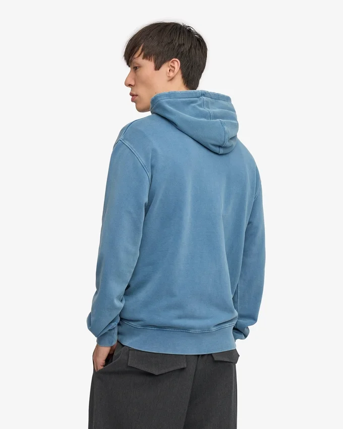 Sweat à capuche Classic Organic en coton bio - Indigo délavé