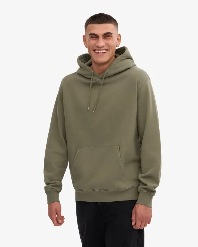Sweat à capuche Classic Organic en coton bio - Olive poussiéreux
