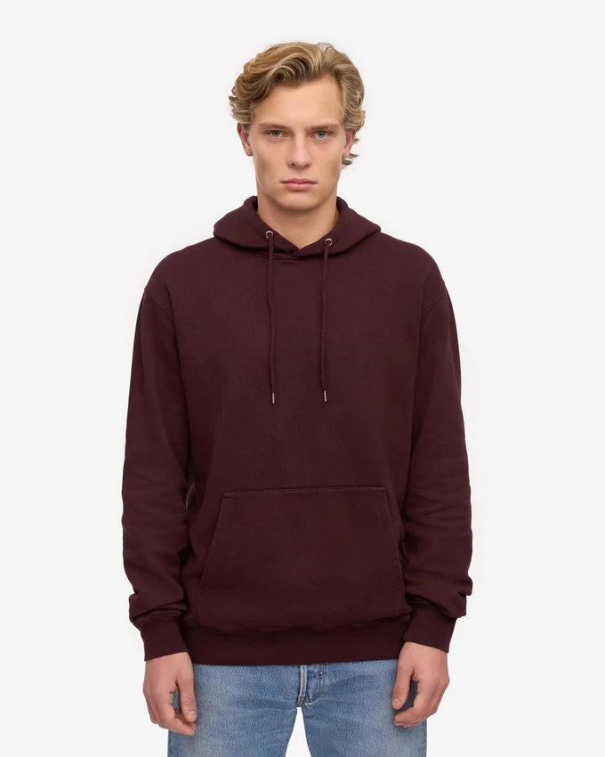 Sweat à capuche Classic Organic en coton bio - Rouge sang de bœuf