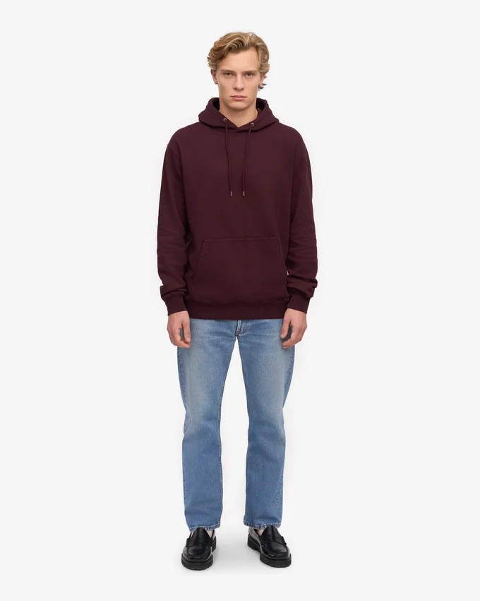 Sweat à capuche Classic Organic en coton bio - Rouge sang de bœuf