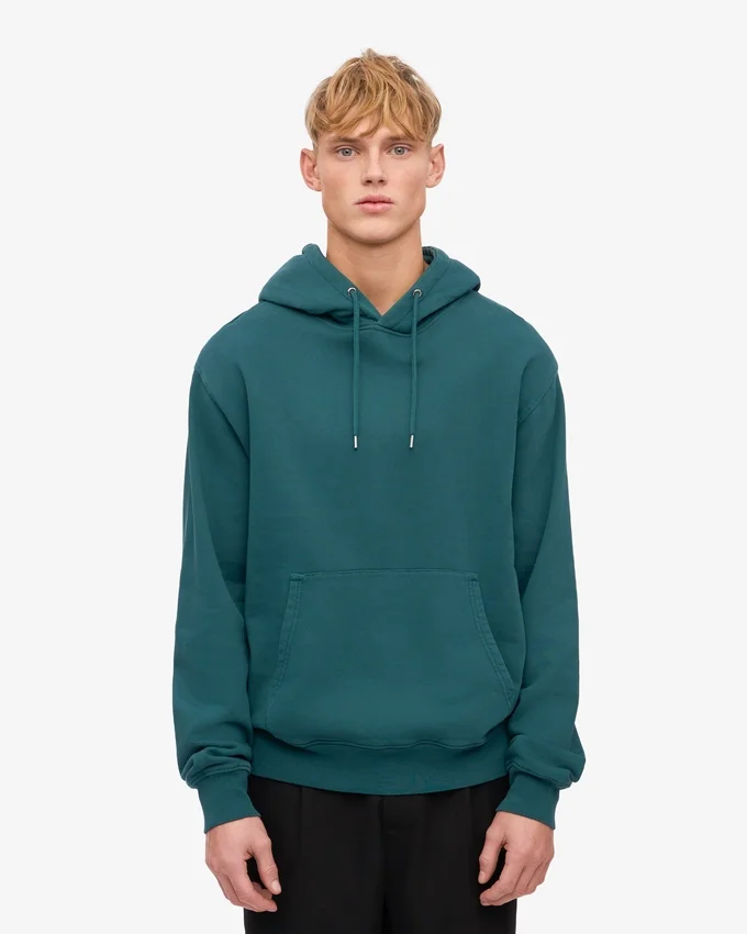 Sweat à capuche Classic Organic en coton bio - Vert océan