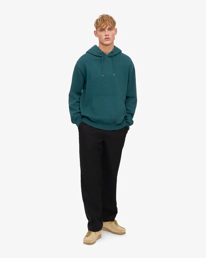 Sweat à capuche Classic Organic en coton bio - Vert océan