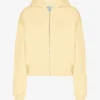 Sweat à capuche court zippé bio - Jaune pâle