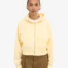 Sweat à capuche court zippé bio - Jaune pâle