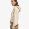 Sweat à capuche court zippé en coton bio - Blanc ivoire
