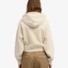 Sweat à capuche court zippé en coton bio - Blanc ivoire