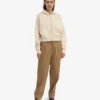 Sweat à capuche court zippé en coton bio - Blanc ivoire