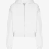 Sweat à capuche court zippé en coton bio - Blanc optique