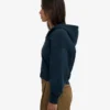 Sweat à capuche court zippé en coton bio - Bleu marine