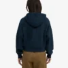 Sweat à capuche court zippé en coton bio - Bleu marine