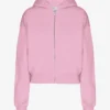 Sweat à capuche court zippé en coton bio - Fleur de cerisier