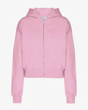 Sweat à capuche court zippé en coton bio - Fleur de cerisier