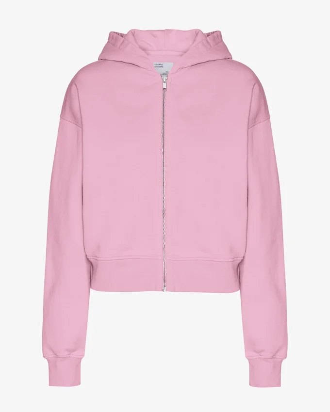 Sweat à capuche court zippé en coton bio - Fleur de cerisier