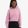 Sweat à capuche court zippé en coton bio - Fleur de cerisier
