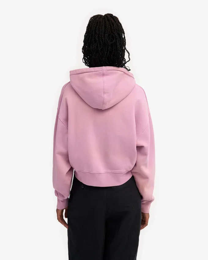 Sweat à capuche court zippé en coton bio - Fleur de cerisier