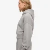 Sweat à capuche court zippé en coton bio - Gris chiné