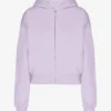 Sweat à capuche court zippé en coton bio - Lavande douce