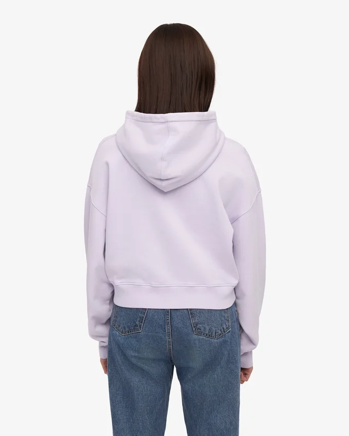Sweat à capuche court zippé en coton bio - Lavande douce