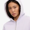 Sweat à capuche court zippé en coton bio - Lavande douce