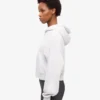 Sweat à capuche court zippé en coton bio - Mélange neige