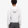 Sweat à capuche court zippé en coton bio - Mélange neige