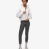 Sweat à capuche court zippé en coton bio - Mélange neige
