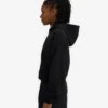 Sweat à capuche court zippé en coton bio - Noir intense