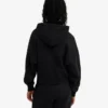 Sweat à capuche court zippé en coton bio - Noir intense