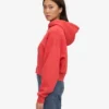Sweat à capuche court zippé en coton bio - Rouge mandarine