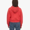 Sweat à capuche court zippé en coton bio - Rouge mandarine