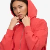 Sweat à capuche court zippé en coton bio - Rouge mandarine