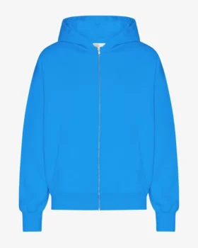 Sweat à capuche oversize bio avec fermeture éclair - Bleu Pacifique